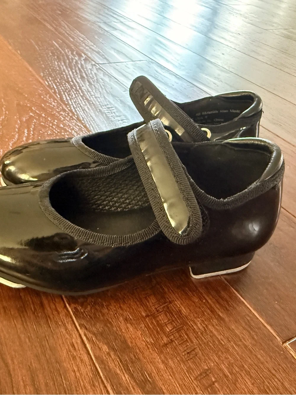 Kids Black Patent Leather Mary Jane Tap Dance Shoes | Size 9